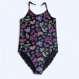 The Children's Place Girls' Neon Unicorn One-Piece Swimsuit